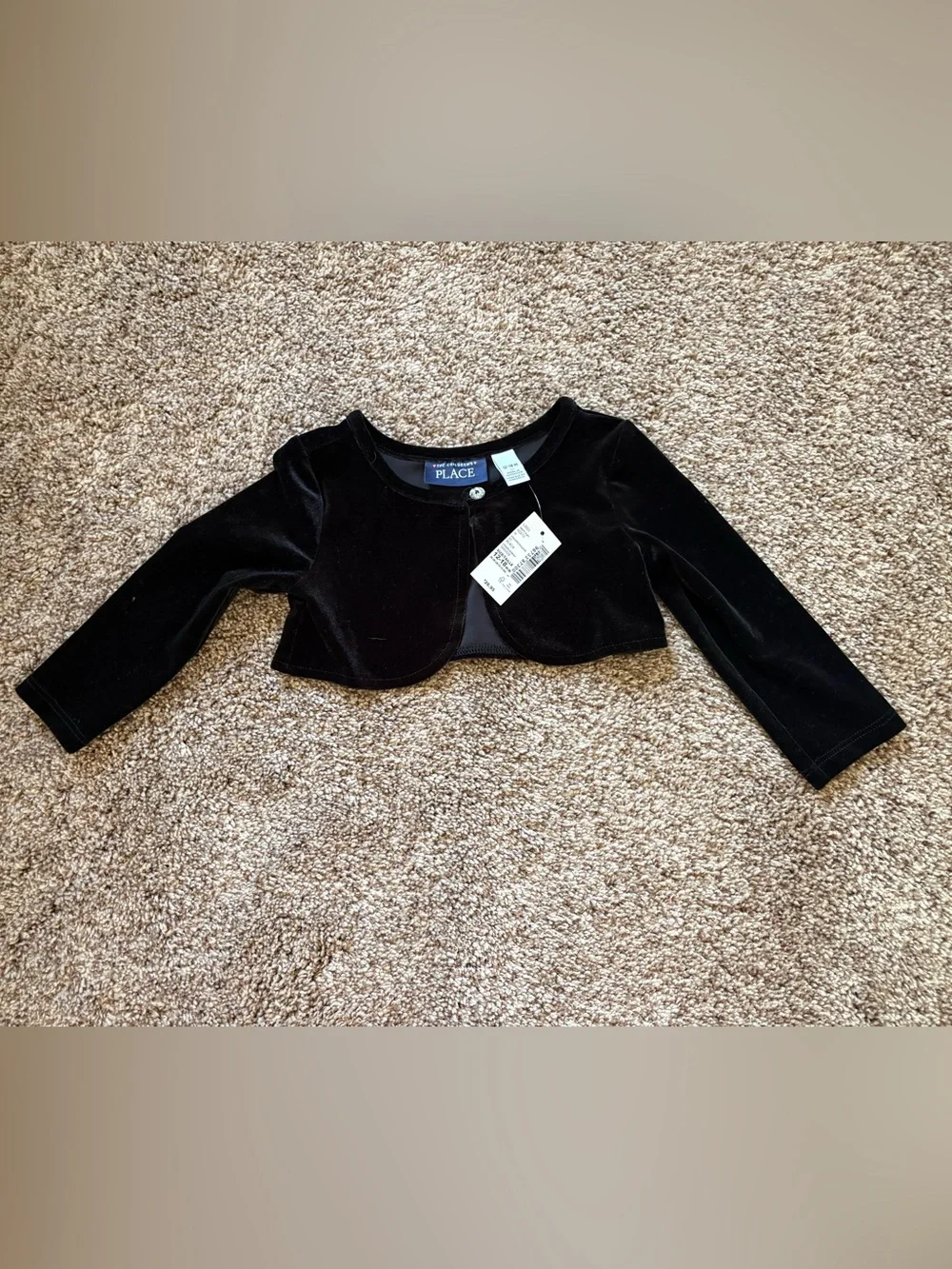 The Children's Place Black Velvet Bolero Jacket